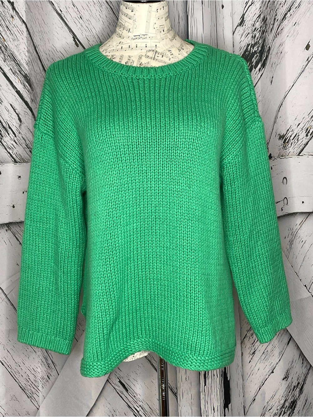LOFT Outlet Kelly Green Crewneck Knit Sweater Size M